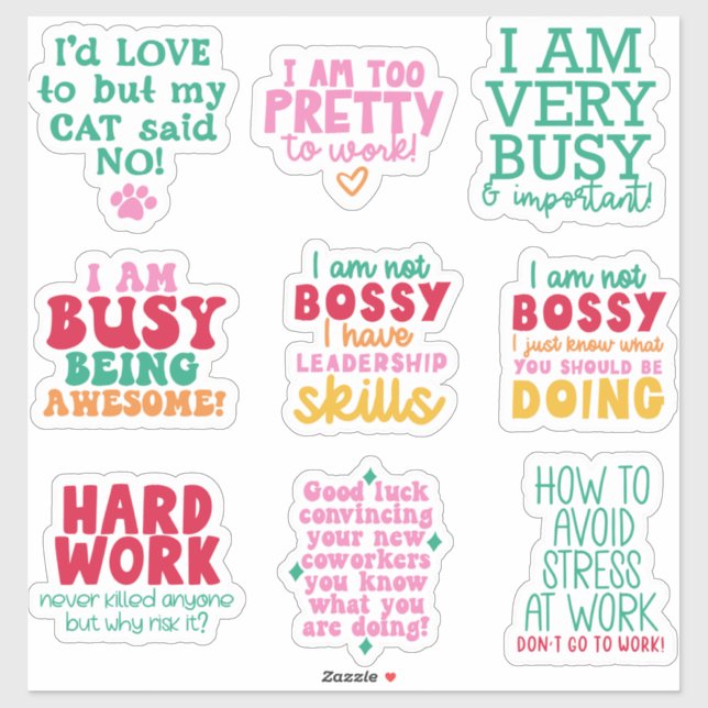  Pack Bundle Funny Office Sticker motivational (Sheet)