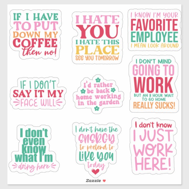  Pack Bundle Funny Office Sticker motivational (Sheet)