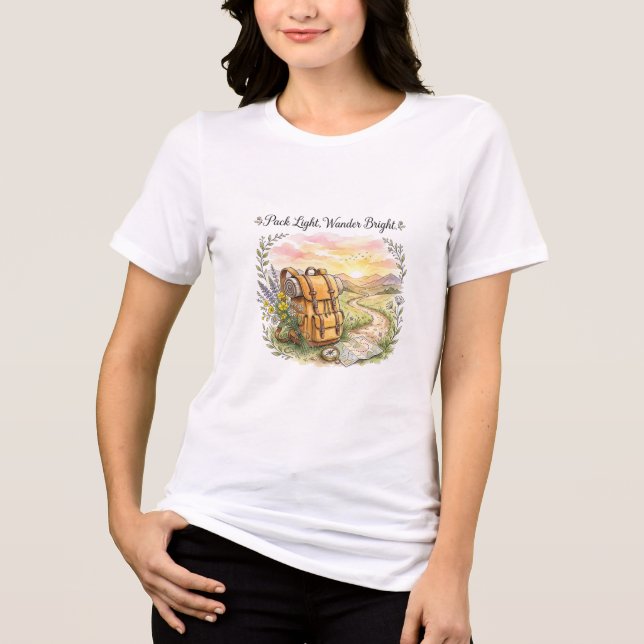 Pack Light Wander Bright Travel Adventure Quote Tri-Blend Shirt (Front)