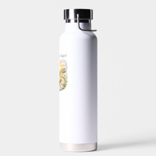 Pack Light Wander Bright Travel Adventure Quote Water Bottle (Left)