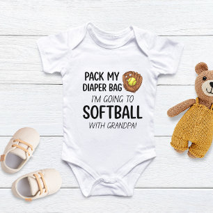 Pack My Diaper Bag I'm Going Softball With Grandpa Baby Bodysuit
