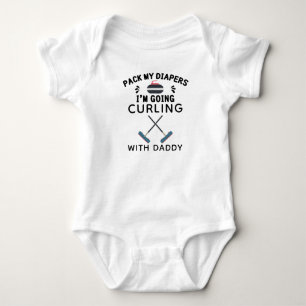 Pack My Diapers I'm Going Curling with Daddy Baby Bodysuit