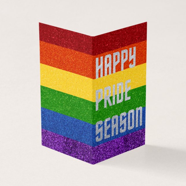 Pack of 25 LGBT Glitter Happy Pride Season Card (Outside)