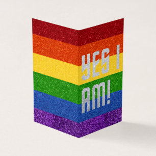 Pack of 25 LGBT Glitter Yes I Am! Coming Out Card