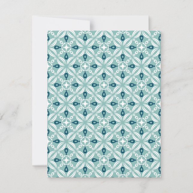 Pack of Blank Flat Note Cards in Petaline (Teal) (Front)