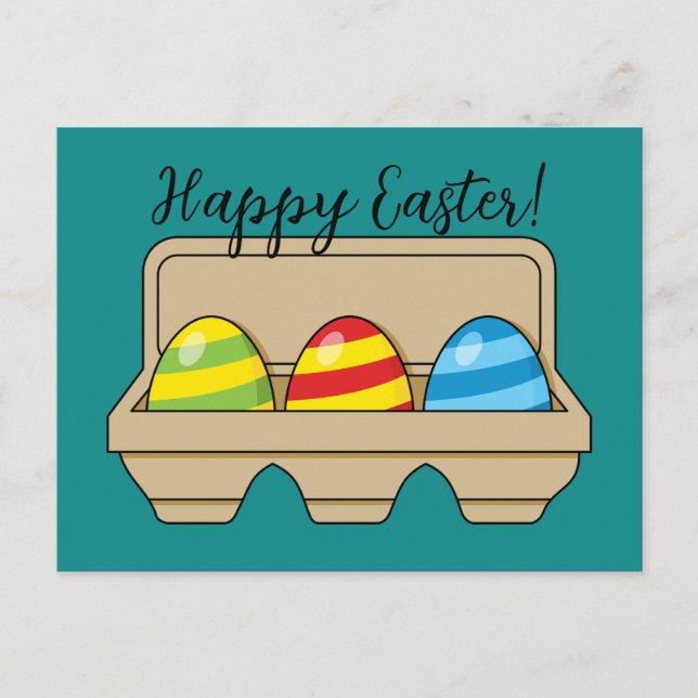 Pack of Colourful Cartoon Easter Eggs | Add Text Holiday Postcard (Front)