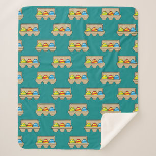 Pack of Colourful Cartoon Easter Eggs Sherpa Blanket