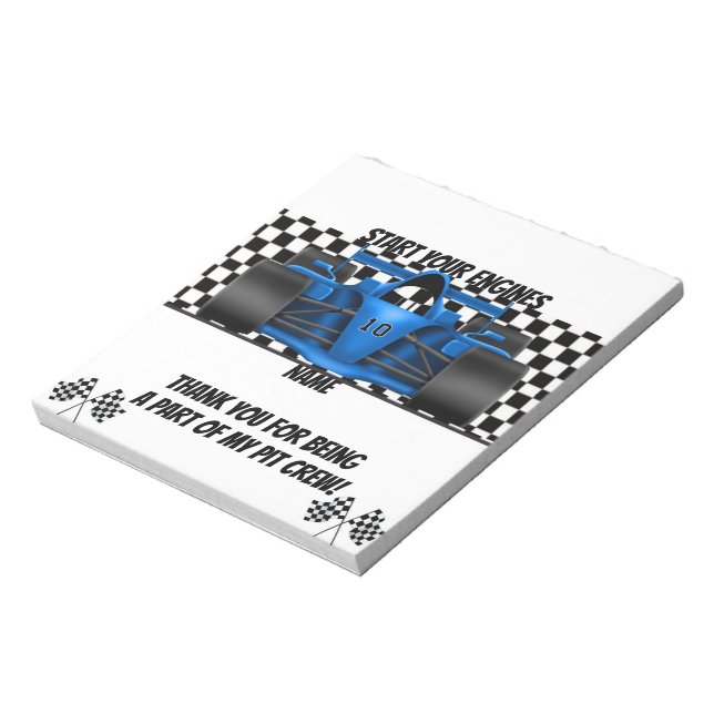 Pack of Race Car Birthday Candy Bar Wrapper Favour Notepad (Rotated)