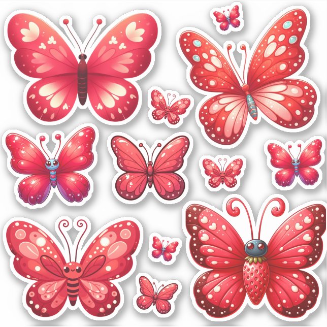 pack of vibrant red butterflies (Front)