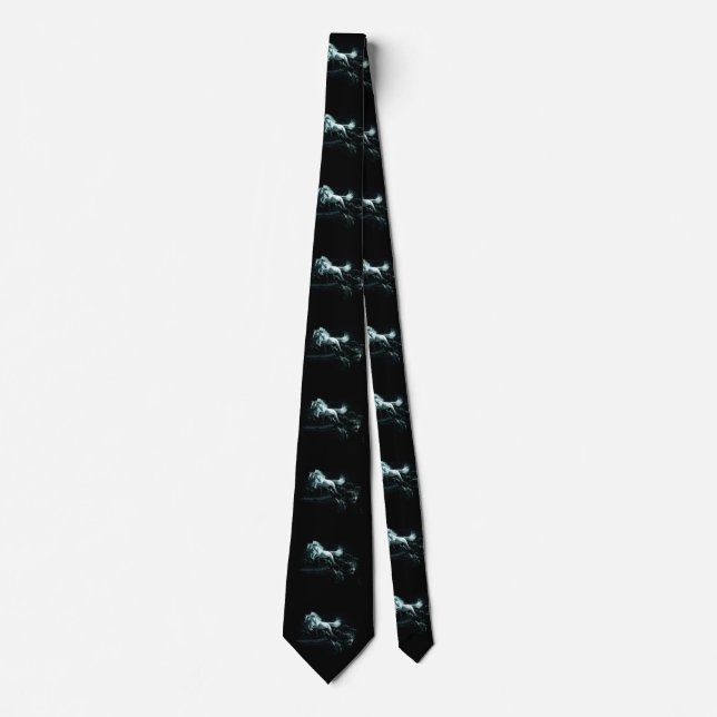 Pack of wolves attacking a white horse tie (Front)