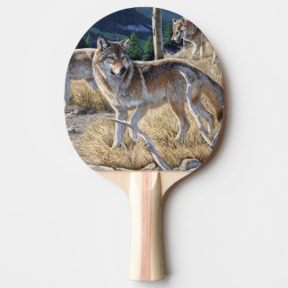 Pack of wolves in the forest painting ping pong paddle