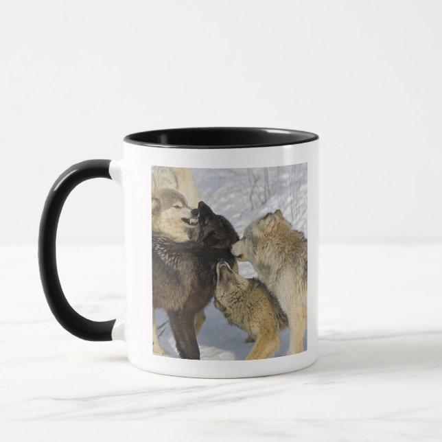 Pack of wolves interacting mug (Left)
