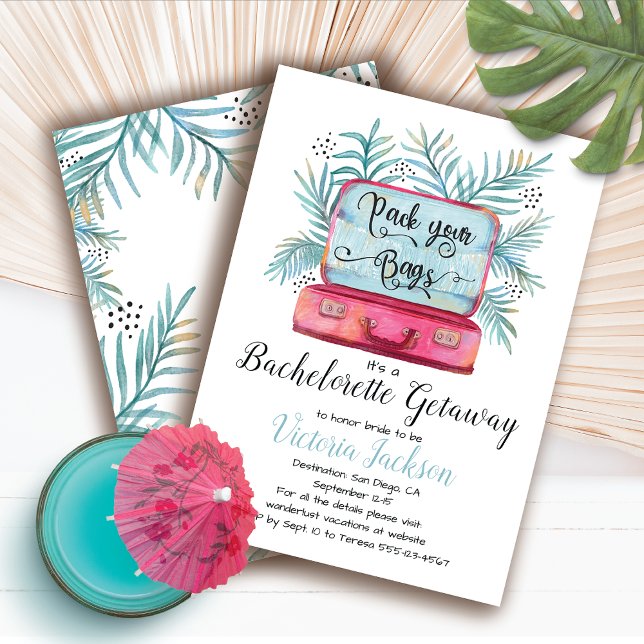 Pack your bags Bachelorette Getaway Luggage Invitation (Creator Uploaded)