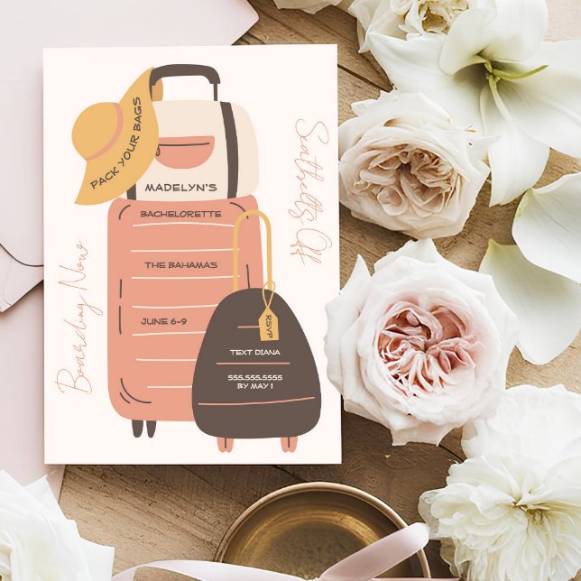 Pack Your Bags Invitation, Bachelorette Party Postcard (Creator Uploaded)