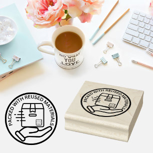 PACKAGED WITH REUSED MATERIALS Eco-Friendly Rubber Stamp