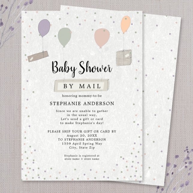 Packages + Balloons neutral Baby Shower by mail Invitation (Creator Uploaded)
