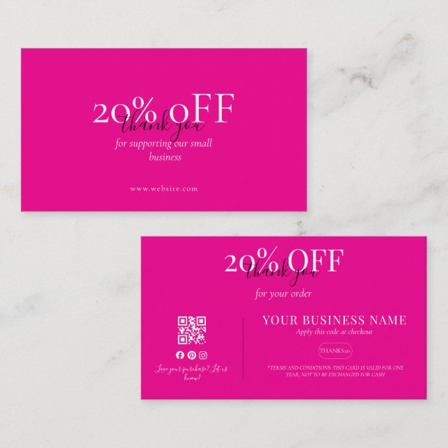 Packaging Insert Discount Card Coral Pink (Front/Back)
