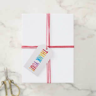 PACKAGING THANK YOU bold colourful rainbow letters Gift Tags