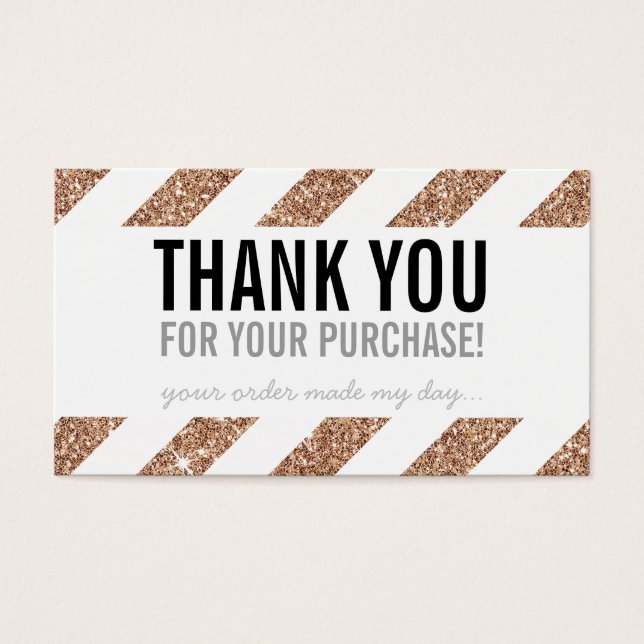 PACKAGING THANK YOU rose gold glitter stripe black (Front)