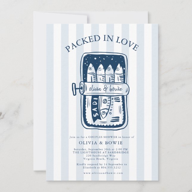 Packed in Love Coastal Sardines Couples Shower  Invitation (Front)