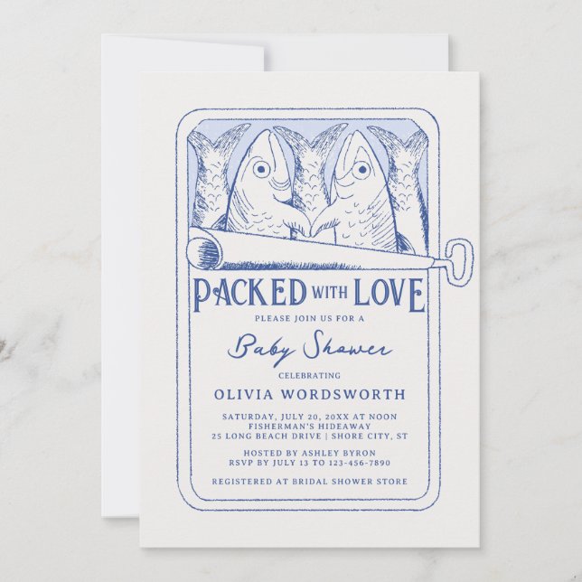 Packed with Love Fisherman Core Baby Shower Invitation (Front)