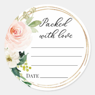Packed with love, pink floral kitchen labels