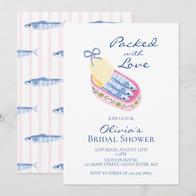 Packed with Love Sardines Bridal Shower Invitation (Front/Back)