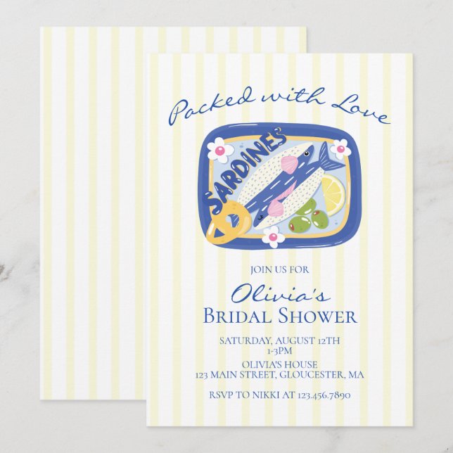 Packed with Love Sardines Bridal Shower Invitation (Front/Back)