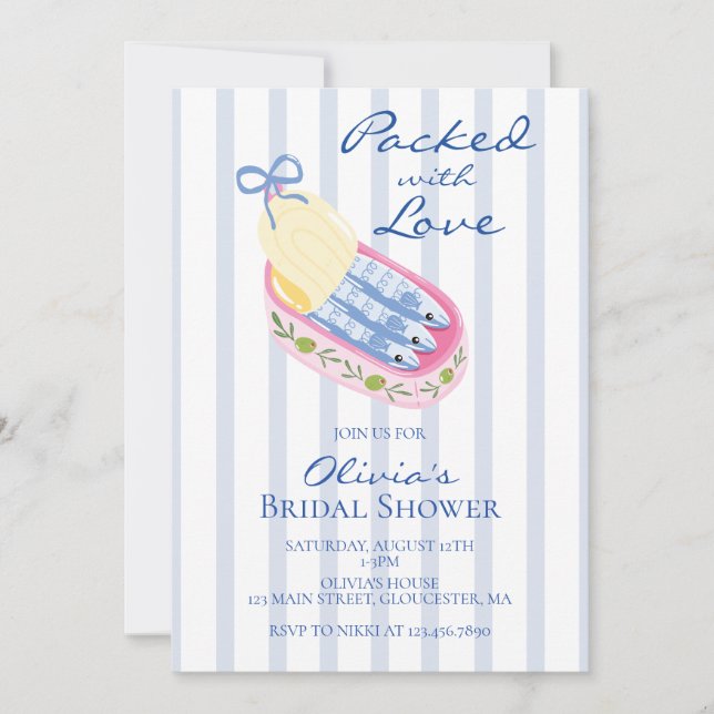 Packed with Love Sardines Bridal Shower Invitation (Front)