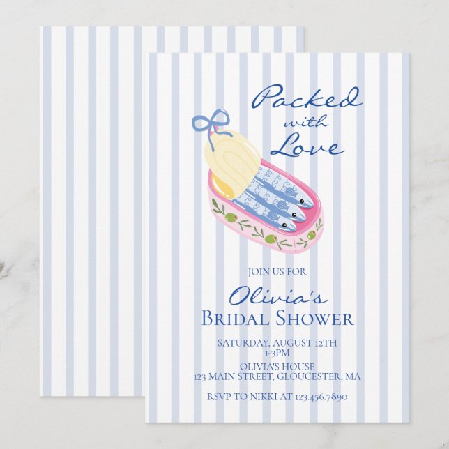 Packed with Love Sardines Bridal Shower Invitation (Front/Back)