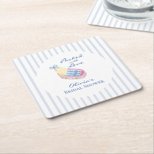 Packed with Love Sardines Bridal Shower Square Paper Coaster