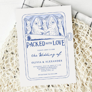 Packed with Love Whimsical Sardines Wedding Invitation