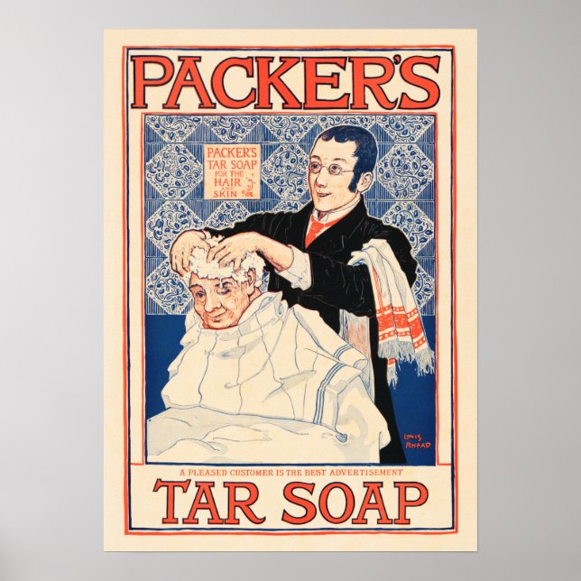 PACKER'S Tar Soap Hair Shampoo Saloon Advertising Poster (Front)