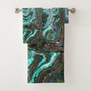 Packin Up 2 Flowing Green Abstract Bath Towel Set