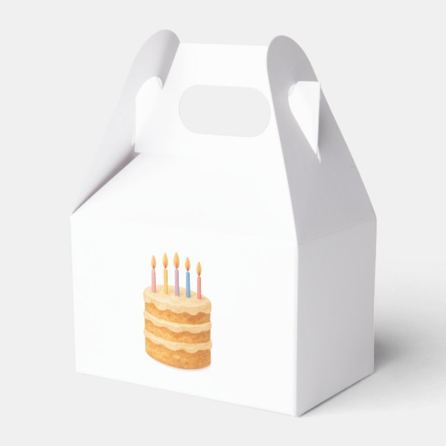Packing box with a picture of a birthday cake with (Front Side)
