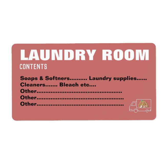 Packing Moving Organising Labels -Laundry Room (Front)