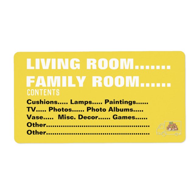 Packing Moving Organising Labels -Living/Family Rm (Front)