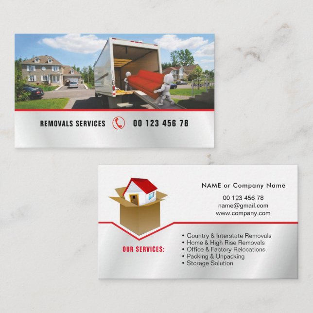 Packing & unpacking service, removals service business card (Front/Back)