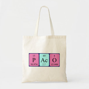 Paco periodic table name tote bag