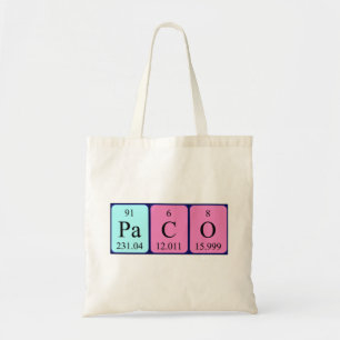 Paco periodic table name tote bag