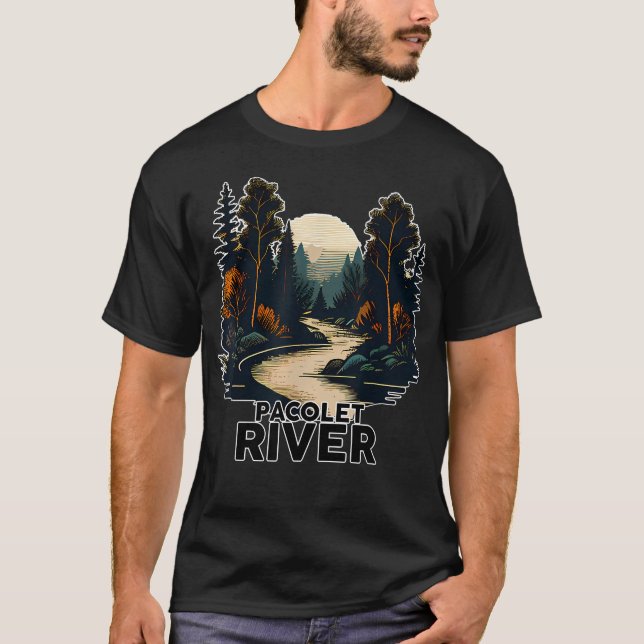 Pacolet River Retro Minimalist River T-Shirt (Front)