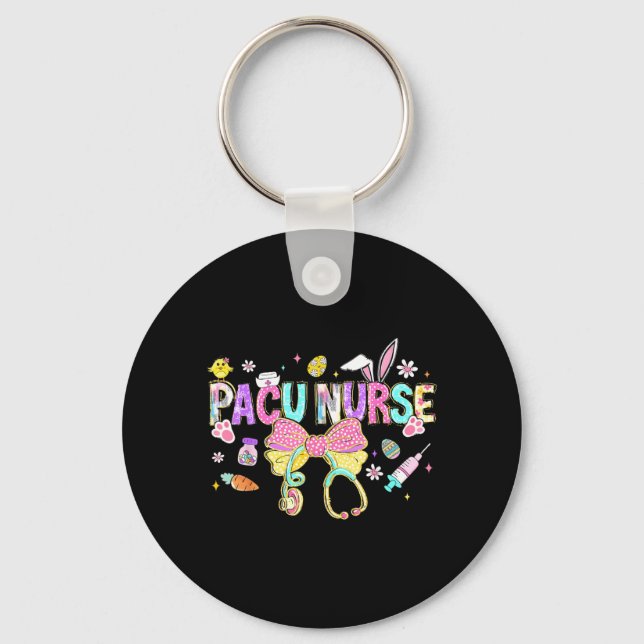 Pacu Nurse Easter Day Cute Coquette Stethoscope Key Ring (Front)