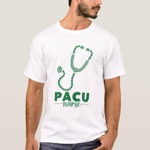 PACU Nurse Four Leaf Clover Stethoscope St Patrick T-Shirt