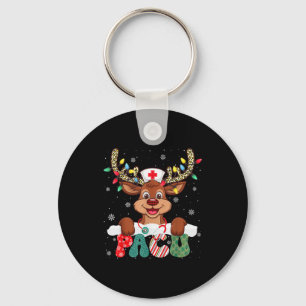 Pacu Nurse Reindeer Nurse Hat Christmas Light Wome Key Ring