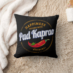 Pad Kaprao Chilli Street Food Vintage Thailand Cushion