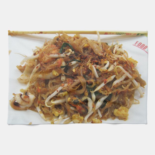 Pad Thai [ผัดไทย] Thailand Street Food Tea Towel (Horizontal)