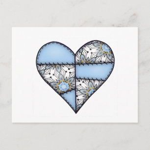 Padded Heart  Blue Postcard