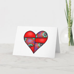 Padded Quilted Stitched Heart  Red - 01 Card