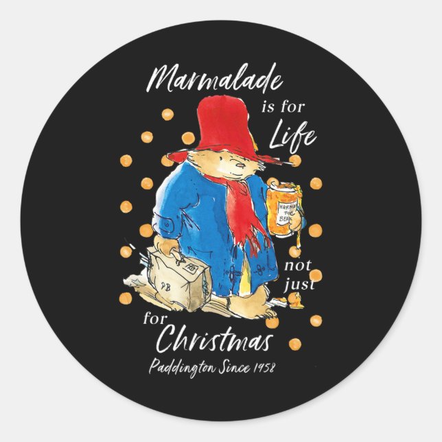 Paddington Bear Xmas Marmalade For Life Cute Merry Classic Round Sticker (Front)