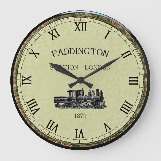 Paddington ~ Steam Engine ~ London England ~ 1879 Large Clock (Front)